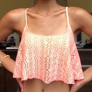 Coral flowy bikini top